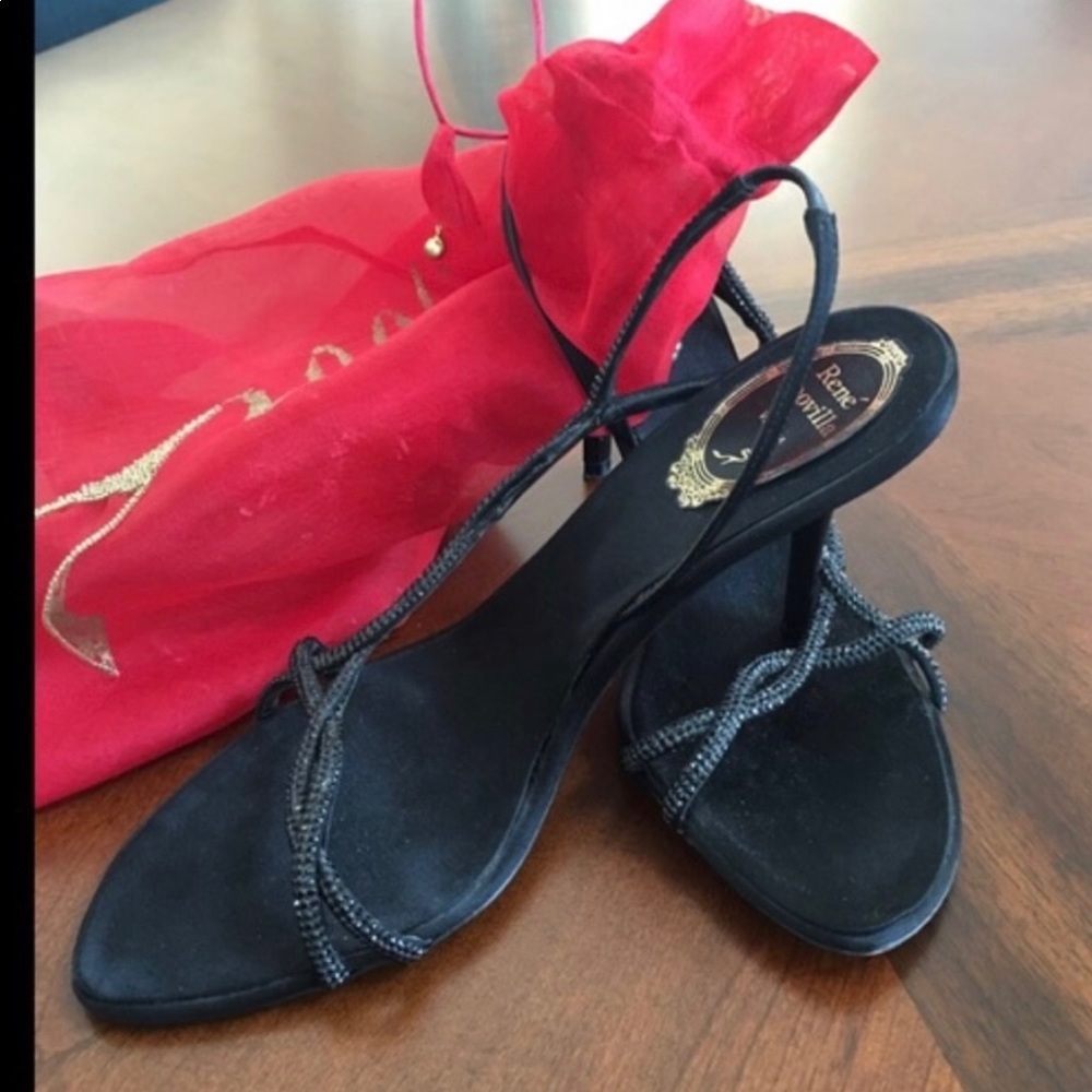 Rene Caovilla | Black Crystal Embellished Sandals